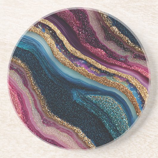 Boho Glitter Achat Untersetzer (Vorne)