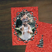 Boho Glitzer & Zebra Print Oval Foto Weihnachten