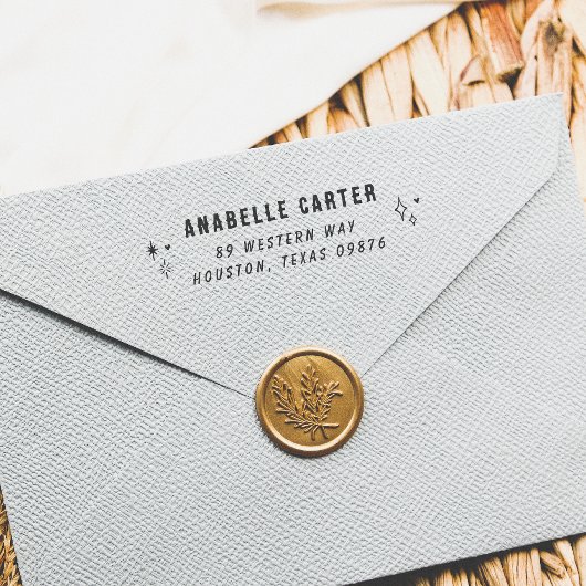 Boho Glitzern Handwriting Name & Rücksendeadresse Gummistempel