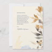 Boho Gold Blue Foliage Winter Wedding Foto Dankeskarte (Rückseite)