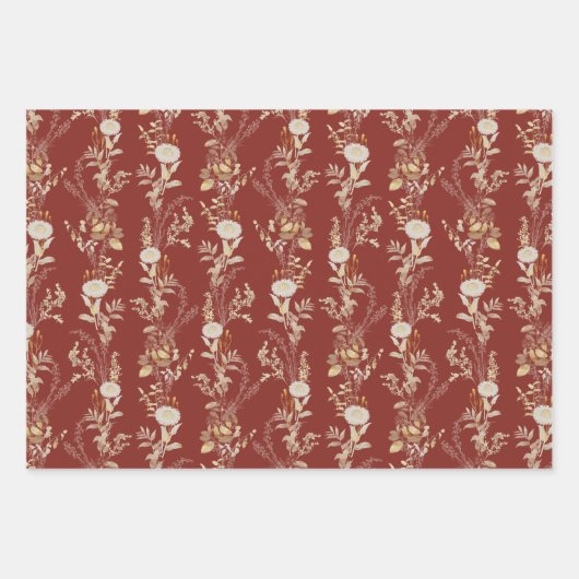 Boho Gold Blue White Wrapping Paper Set 3 Geschenkpapier Set (Vorderseite 3)