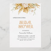 Boho Gold Blumendusche Einladung (Vorderseite)