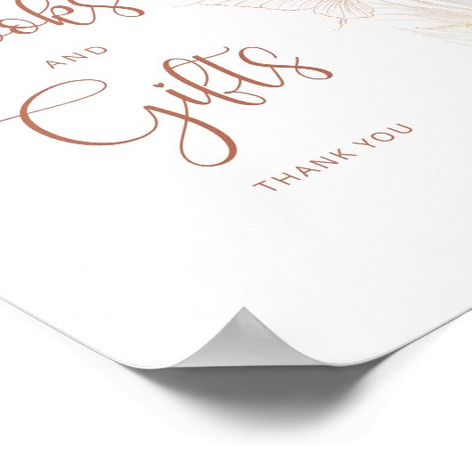 Boho Gold Blütenschmetterling Bücher und Geschenke Poster (Ecke)