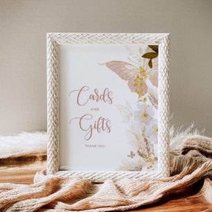 Boho gold Blütenschmetterling Karten und Geschenke Poster