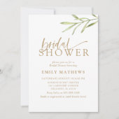 Boho Gold & Botanical Bridal Shower Einladung (Vorderseite)