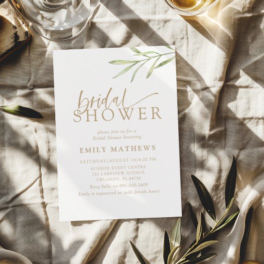 Boho Gold & Botanische Brautparty Einladung