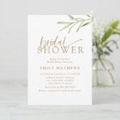 Boho Gold & Botanische Brautparty Einladung (Stehend Vorderseite)