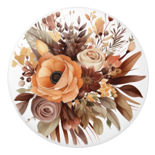 Boho Gold Braune Blumen Florale Keramik Knöpfe Keramikknauf