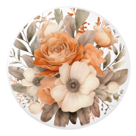 Boho Gold Brown Blume Blumenknochen Keramik Keramikknauf (Vorderseite)