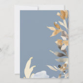 Boho Gold Dusty Blue Winter Floral Wedding Einladung (Rückseite)