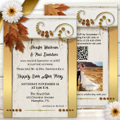 Boho Gold Fall Leaves Happily Ever After Einladung