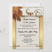 Boho Gold Fall Leaves Happily Ever After Einladung (Vorderseite)