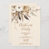 Boho Gold Floral Christmas Party Einladung (Vorne/Hinten)