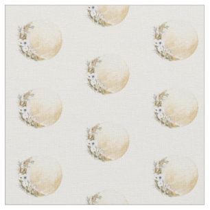 Boho Gold Floral Moon Muster Stoff