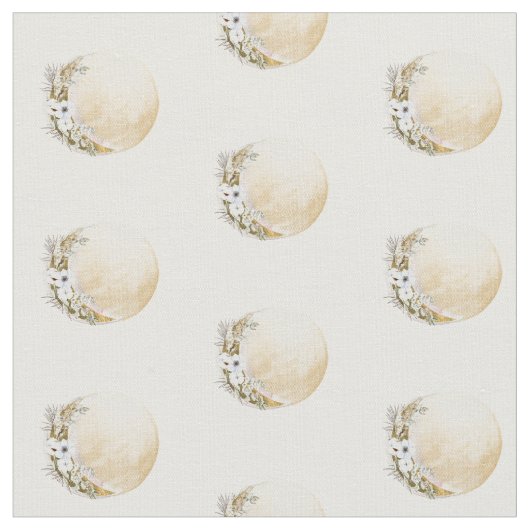 Boho Gold Floral Moon Muster Stoff (Nahaufnahme)