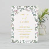 Boho Gold Foil and Eucalyptus Wedding Folieneinladung (Stehend vorne)