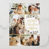 Boho Gold Foil Elegantes Foto Weihnachtskarte Folieneinladung (Vorderseite)