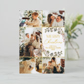 Boho Gold Foil Elegantes Foto Weihnachtskarte Folieneinladung (Stehend vorne)