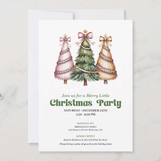 Boho gold leopard Christmas tree party invitation Einladung (Vorderseite)