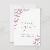 Boho Gold Lila Butterfly Brautparty Vielen Dank Dankeskarte (Vorderseite)
