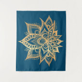 Boho Gold Lotus Blume Mandala Wandteppich (Vorderseite)