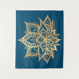 Boho Gold Lotus Blume Mandala Wandteppich