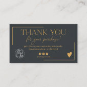 Boho Gold Marine Blue Skript Ordnung danke Visitenkarte (Vorderseite)