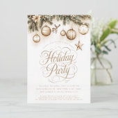 Boho Gold Ornaments Baubles Weihnachtsfest Party Einladung (Stehend Vorderseite)