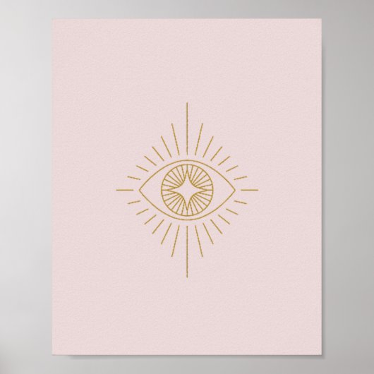 Boho Gold & Pink Diamond Eye Dorm Wand an Wand Kun Poster (Vorne)