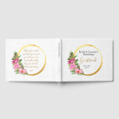 Boho Gold Pink Floral Watercolor Gästebuch (Voll)