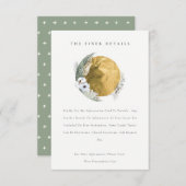 Boho Gold Saga Green Blumenreath Hochzeitsdetails Begleitkarte (Vorne/Hinten)