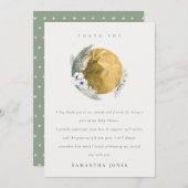 Boho Gold Saga Green Blumenstrauß Baby Dusche Dankeskarte (Vorne/Hinten)