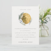 Boho Gold Saga Green Floral Wreath Brautparty Dankeskarte (Stehend Vorderseite)