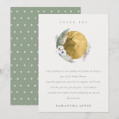 Boho Gold Saga Green Floral Wreath Brautparty Dankeskarte (Vorne/Hinten)