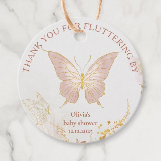 Boho Gold Schmetterling dankt Ihnen für das Floati Geschenkanhänger (Vorderseite)