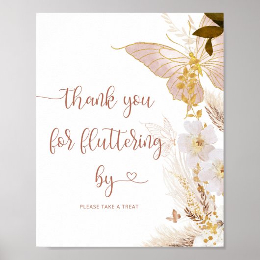 Boho Gold Schmetterling Vielen Dank für das Floati Poster (Vorne)
