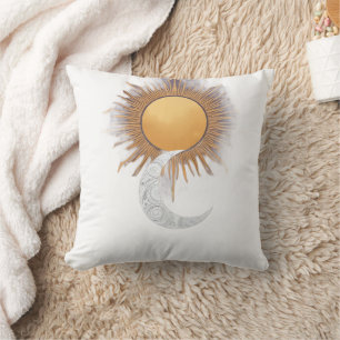 Boho Gold Sonne Mond Himmel Wurfkissen Kissen