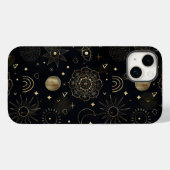 Boho Gold Space doodles Black Design Case-Mate iPhone Hülle (Rückseite (Horizontal))