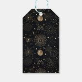 Boho Gold Space doodles Black Design Geschenkanhänger (Rückseite)