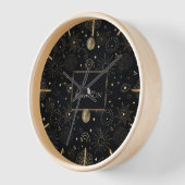 Boho Gold Space doodles Black Design Uhr (Winkel)