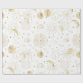 Boho Gold Space doodles White Design Geschenkpapier (Flach)