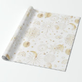 Boho Gold Space doodles White Design Geschenkpapier (Ungerollt)