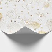 Boho Gold Space doodles White Design Geschenkpapier (Ecke)