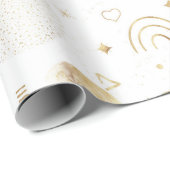Boho Gold Space doodles White Design Geschenkpapier (Rolleneckpunkt)