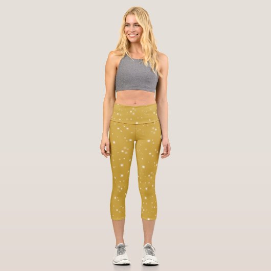 Boho Gold Starlight Capri Leggings (Vorderseite)