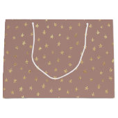 Boho Gold Stars Brown B08B8 Große Geschenktasche Große Geschenktüte (Vorderseite)