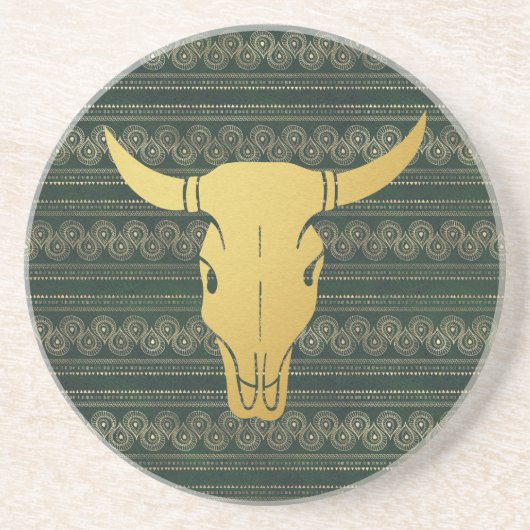 Boho Gold Steer Getränkeuntersetzer (Vorne)