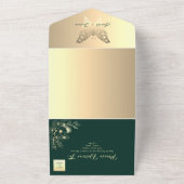 Boho Gold und Emerald Green Wedding All In One Einladung (Außenbereich)