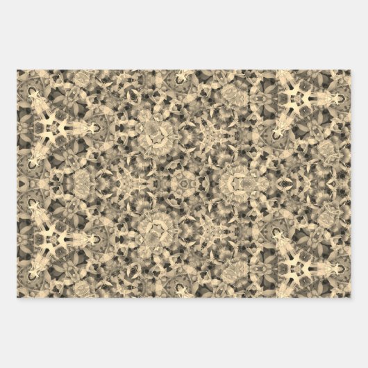 Boho Gold und Grau Geschenkpapier Set (Vorderseite)