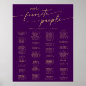 Boho Gold und Lila druckbare Sitzkarte Poster (Vorne)